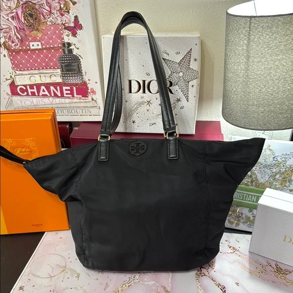 Tory Burch Black Nylon Tote Bag